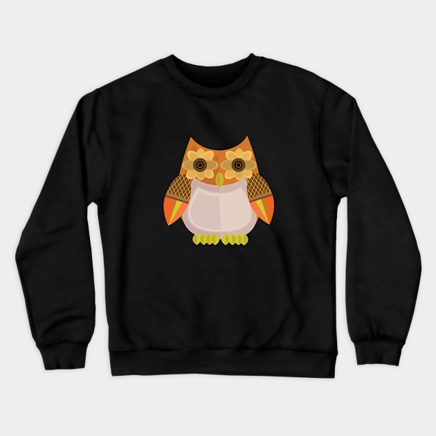 Harvest Owl - Orange Crewneck Sweatshirt by adamzworld